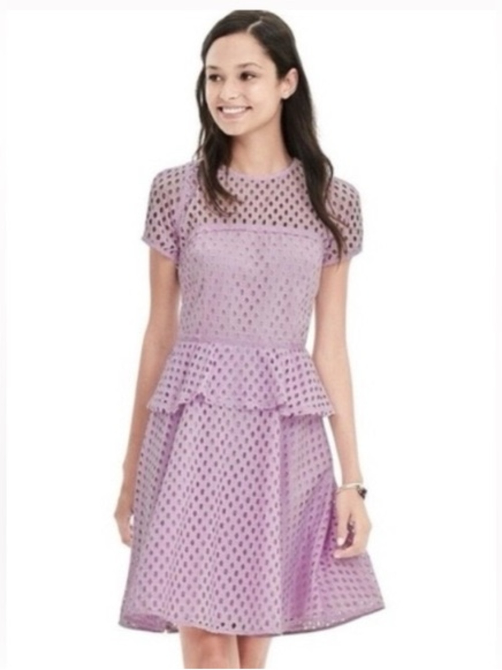 Banana Republic Eyelet Peplum Dress in Light Lavender